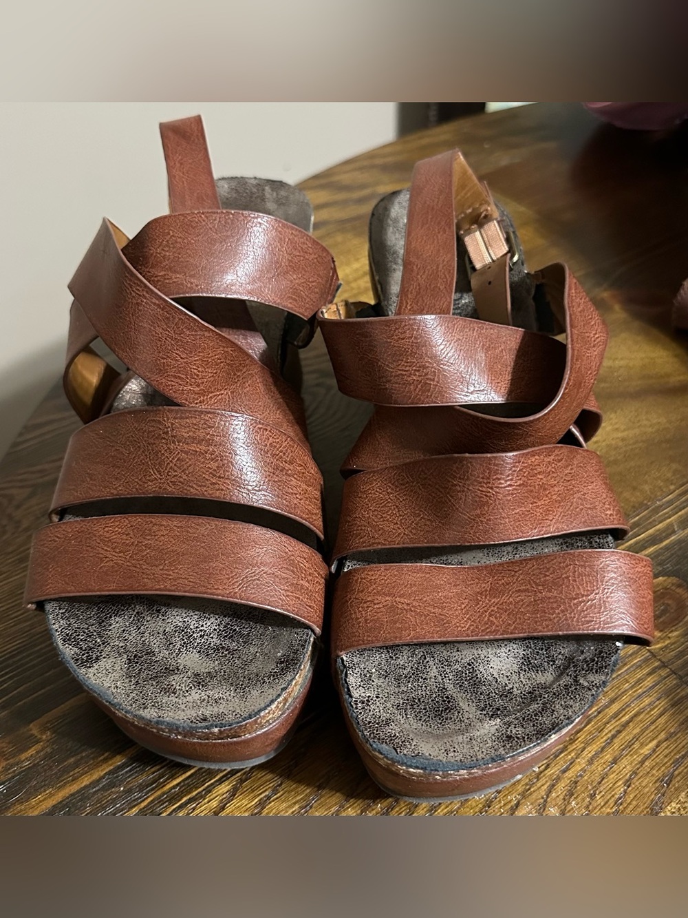 Pierre Dumas Brown Multi-Strap Platform Sandals